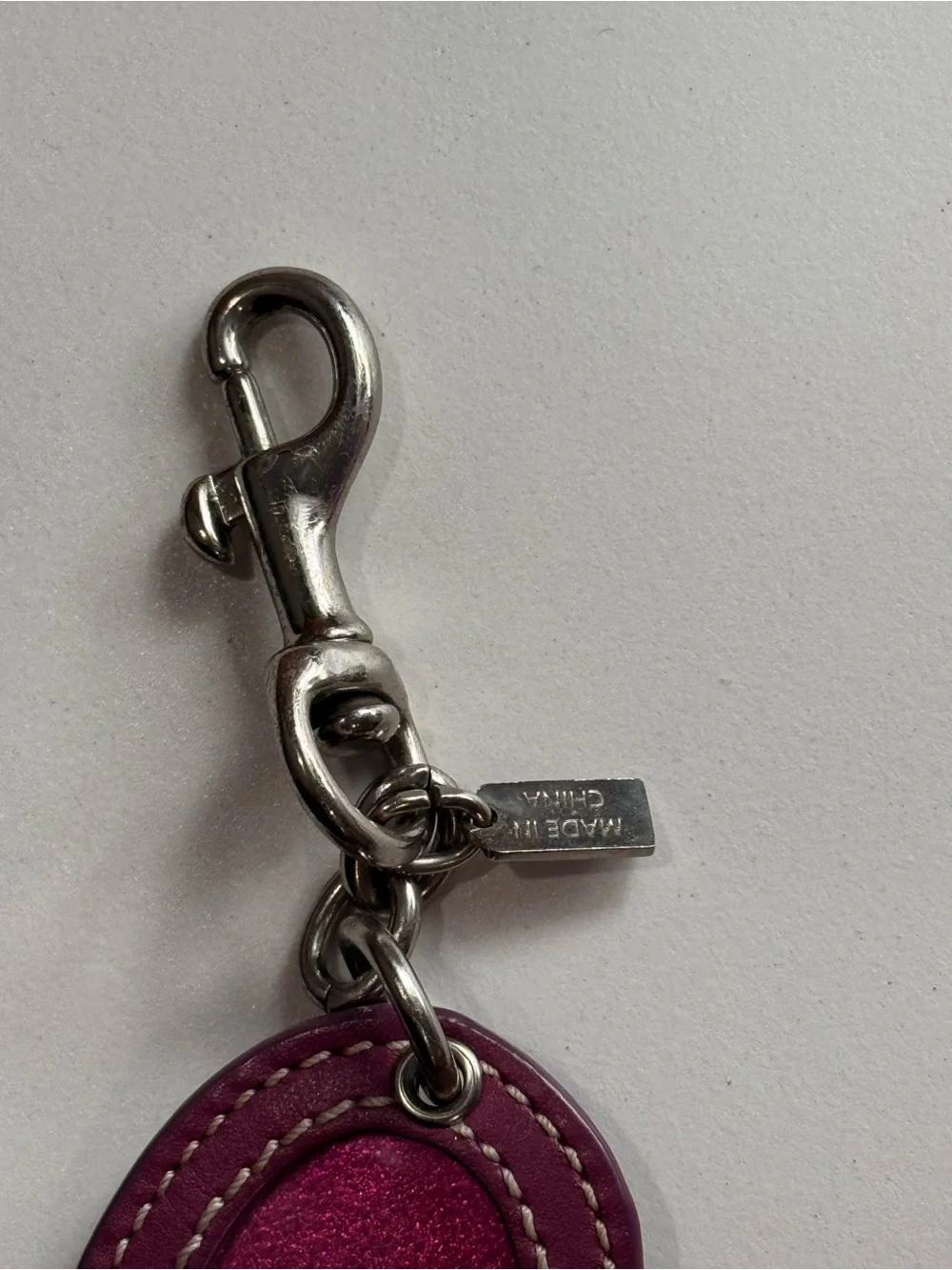 Coach Photo Frame Magenta & Purple Heart Keychain Charm Y2K